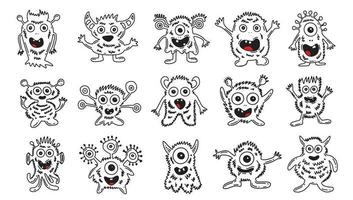 monsterset, met de hand getekende illustratie. vector