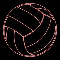 neon volleybal bal rode kleur vector illustratie vlakke stijl afbeelding