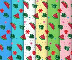 zomer patroon vectorelement. zomer naadloze patroon met watermeloen, blad, bloem vectorillustratie. vector