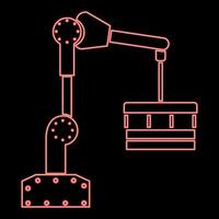 neon robot hand manipulator rode kleur vector illustratie vlakke stijl afbeelding