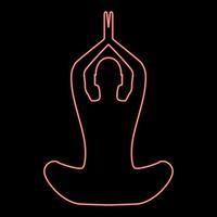 neon yoga pose van vrouw rode kleur vector illustratie vlakke stijl afbeelding