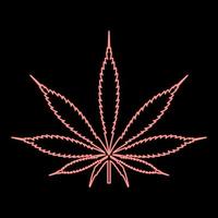 neon cannabis marihuana blad rode kleur vector illustratie vlakke stijl afbeelding