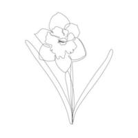 continu een eenvoudige enkele abstracte lijntekening van narcis bloem pictogram in silhouet op een witte achtergrond. lineair gestileerd. vectorillustratie. vector