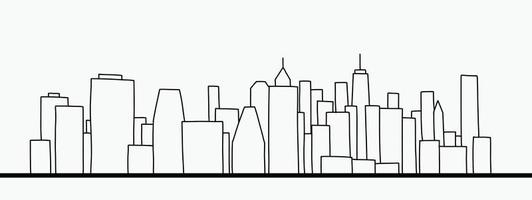 moderne stadsgezicht skyline overzicht doodle tekening op witte achtergrond. vector