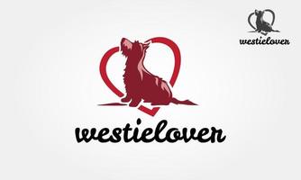 westie minnaar vector logo sjabloon. vector silhouet van een westie hond op een witte achtergrond.