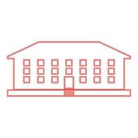 neon schoolgebouw rode kleur vector illustratie afbeelding vlakke stijl