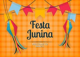 festa junina welkom in Brazilië aantrekkelijk achtergrondillustratieontwerp vector