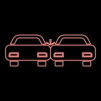 neon gecrashte auto's rode kleur vector illustratie vlakke stijl afbeelding