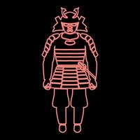 neon samurai japan krijger rode kleur vector illustratie afbeelding vlakke stijl