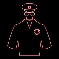 neon politie rode kleur vector illustratie vlakke stijl afbeelding