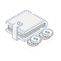 een icoon van portemonnee isometrisch ontwerp vector