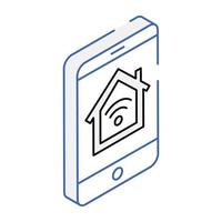 huis in een mobiele, isometrische stijl van slimme app vector