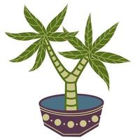 kamerplant palmboom in een pot. vectorillustratie van huis bloem geïsoleerd op een witte achtergrond. eenvoudige vlakke stijl, interieur vector