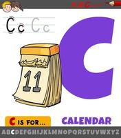 letter c uit alfabet met cartoon kalenderobject vector