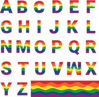 decoratieve alfabetten in regenboogkleuren, letters in regenboogkleuren vector