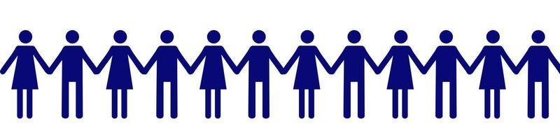 pictogram van mannen. mannen en vrouwen hand in hand. verenigde gemeenschap van mensen met dezelfde interesses. vertrouwen vertrouwen icoon voor sjablonen en webdesign vector