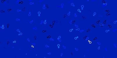 lichtblauwe vectorachtergrond met de machtssymbolen van de vrouw. vector