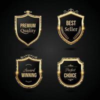 luxe gouden badge en labels decorontwerp vector