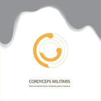 cordyceps militaris logo medische paddestoel voor gezond eten, handgetekende met witte achtergrond vectorillustratie. vector