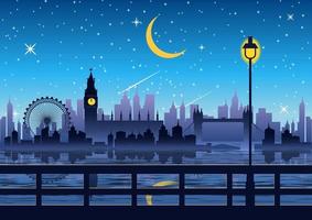silhouetontwerp van Londen bij nacht vector