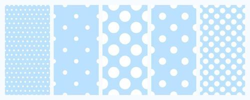 baby blauwe polkadot naadloze patroon achtergrond set vector