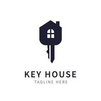 sleutel huis logo. combinatie illustratie huis en deurslot vector