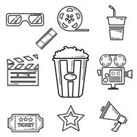 set van bioscoop overzicht pictogrammen. film ontwerpelementen. vectorillustratie. vector