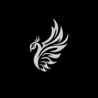stylist vliegende phoenix op zwarte achtergrond. vector