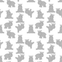 schattig nijlpaard dier cartoon patroon vector