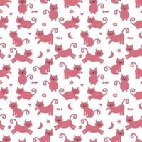 schattig kat dierlijk cartoon naadloos patroon vector