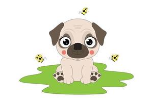 schattige hond dier cartoon afbeelding vector