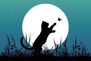 schattige kat dier silhouet afbeelding vector
