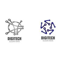 pixel digitaal creatief logo-ontwerpsjabloon voor moderne technologie vector