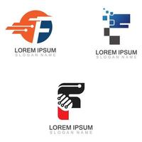 letter f technologie logo concept. creatieve en elegante logo-ontwerpsjabloon vector