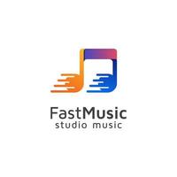snel muziek logo, studio record logo vector ontwerpsjabloon