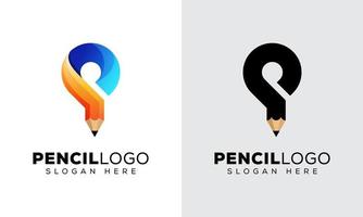 modern potlood met letter p-logo-ontwerp vector