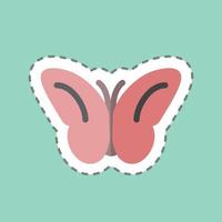 sticker lijn gesneden vlinder vliegen. geschikt voor lentesymbool. eenvoudig ontwerp bewerkbaar. ontwerp sjabloon vector. eenvoudige symboolillustratie vector