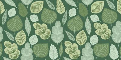 abstract naadloos patroon met bladeren en gras. vectorontwerp voor papier, omslag, stof, interieur en ander gebruik. vector