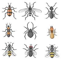 set van insecten in tekenstijl vector