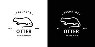 vintage retro hipster otter logo vector overzicht monoline kunst pictogram