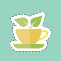 sticker lijn gesneden groene thee. geschikt voor dranksymbool. eenvoudig ontwerp bewerkbaar. ontwerp sjabloon vector. eenvoudige symboolillustratie vector