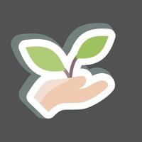 sticker met planten. geschikt voor lentesymbool. eenvoudig ontwerp bewerkbaar. ontwerp sjabloon vector. eenvoudige symboolillustratie vector