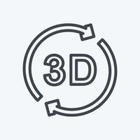 pictogram 3D-rotatie. geschikt voor infographics symbool. lijn stijl. eenvoudig ontwerp bewerkbaar. ontwerp sjabloon vector. eenvoudige symboolillustratie vector