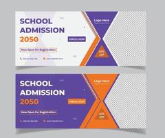 kinderen school toelating webbanner en social media post banner sjabloonontwerp vector