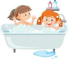 gelukkige kinderen in badkuip vector