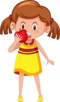 tekenfilm meisje met een appel vector