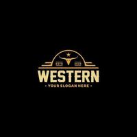 vintage country embleem western met stier logo ontwerp inspiratie vector