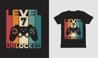 level 7 ontgrendeld gameshirtontwerp. vector