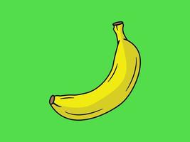 illustratie vectorafbeelding van gele banaan geïsoleerd op groene background vector