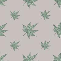 laat esdoorn Canadese gegraveerd naadloos patroon. vintage achtergrond botanische blad cannabis in de hand getekende stijl. vector